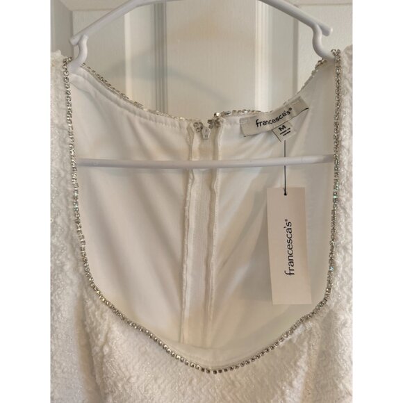 Francesca's Hallie Embellished Hem Mini Dress Bridal Mini Size M Medium - Picture 6 of 8